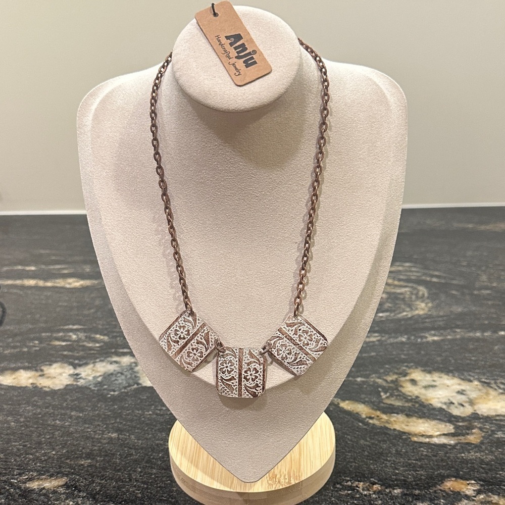 Elegant Brown Necklace with Intricate Design (New Copper Patina Necklace)